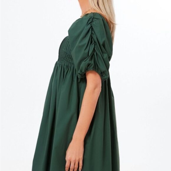NWT Tuckernuck Emerald Puff Sleeve Sasha Mini Dress - Picture 3 of 9